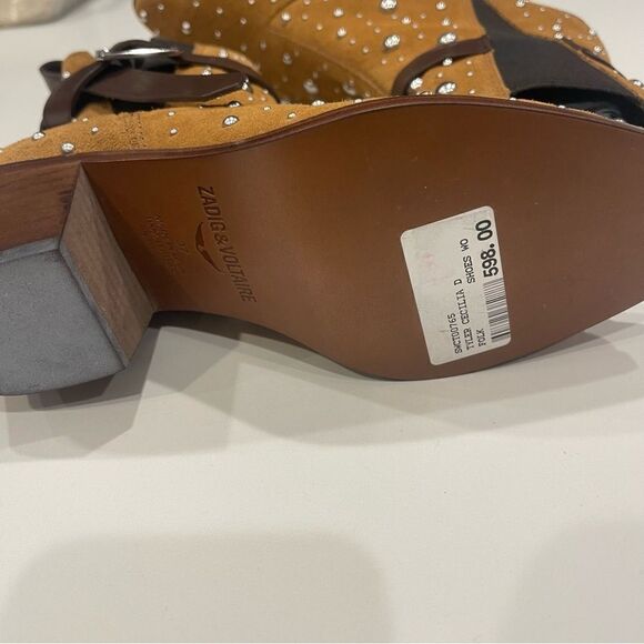 Zadig & Voltaire Tyler Cecilia Suede Dream Studs ankle boots New size 37 - Picture 14 of 15